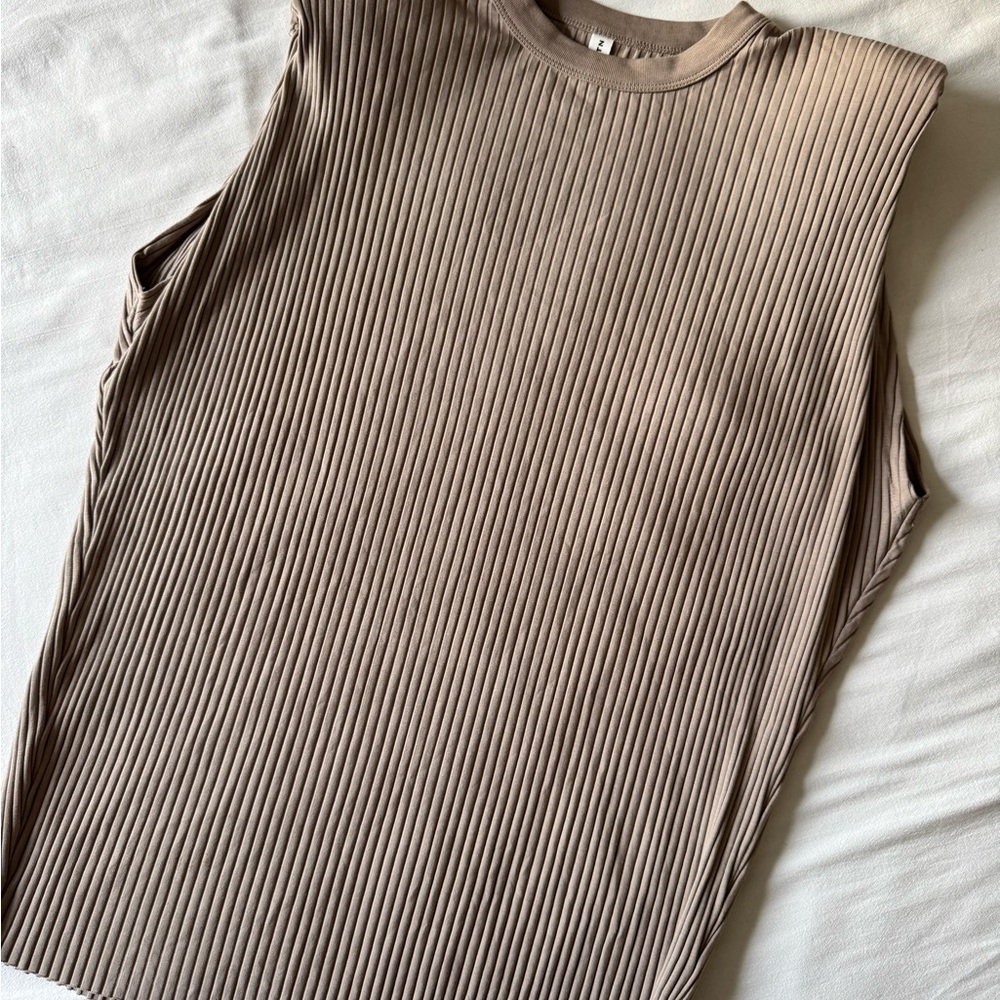 KOTN Sleeveless Ribbed Tan Top